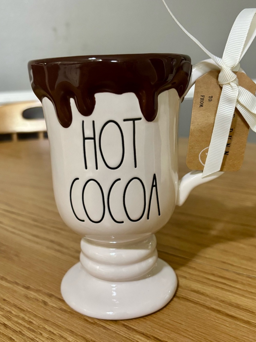 New Rae Dunn Hot Cocoa Mug with Brown Drip Rim